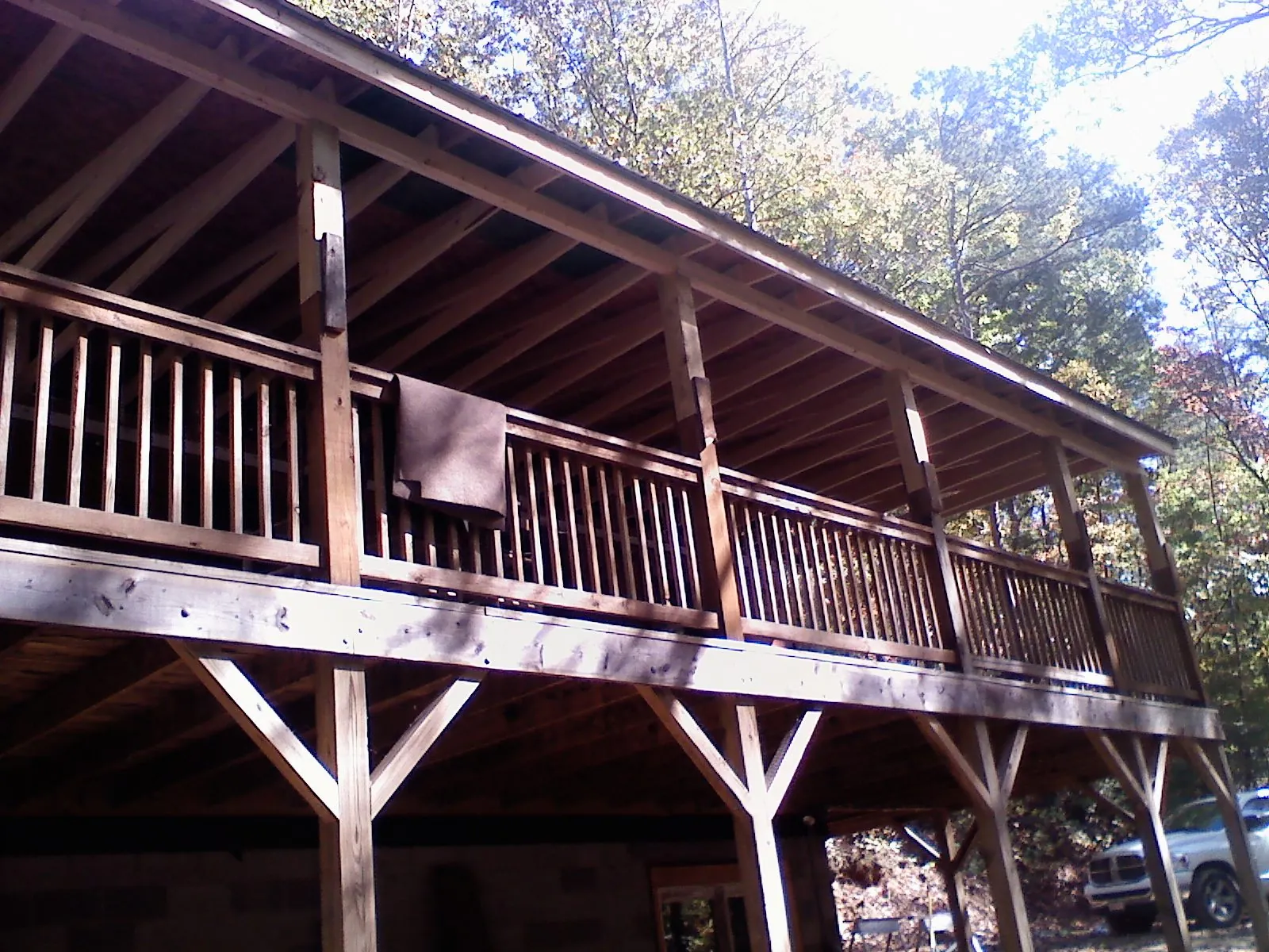Timber framing under a new elevated porch and deck in Mount Tremper
